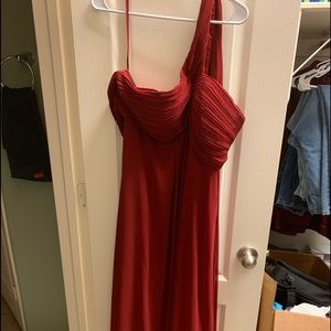 Long Red One Strap Formal Dress